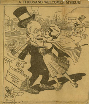 Cartoon: Wilson's Arrival in France