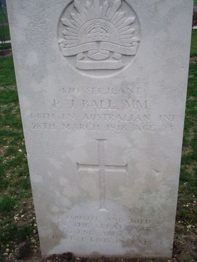 Australian Gravestone at Villers-Brettoneux