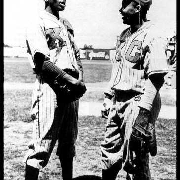 Satchel Paige and Jackie Robinson in 1945