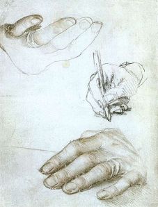 Erasmus' hands by Holbein