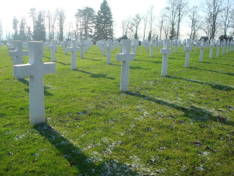 Ranks of crosses at the Oise-Aisne American Military Cemetery
