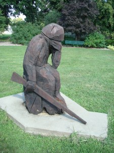 Grieving soldier statue at Wabasha (MN) Veteran's Memorial