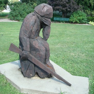 Grieving soldier statue at Wabasha (MN) Veteran's Memorial