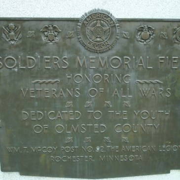 Plaque for Rochester's Soldiers Memorial Field