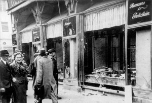 Jewish shop in Magdeburg with smashed windows