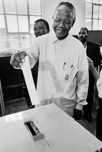 Nelson Mandela voting in 1994