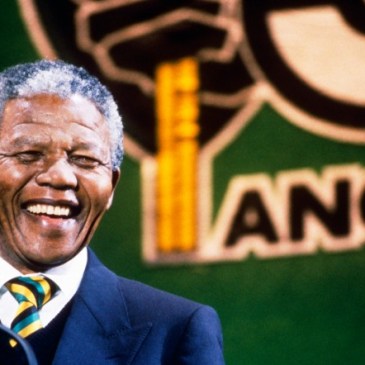 Nelson Mandela at Wembley Stadium in 1990