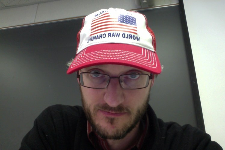 A bearded me wearing a trucker hat - there's a word-picture for you...