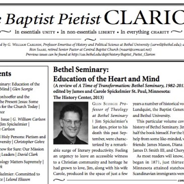 First page of the March 2014 issue of the Baptist Pietist Clarion