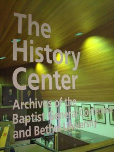 Entrance to The History Center: Archives of the Baptist General Conference and Bethel University