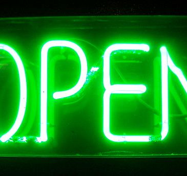 Neon open for business sign