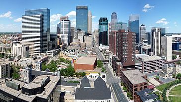 Panoramic photo of downtown Minneapolis