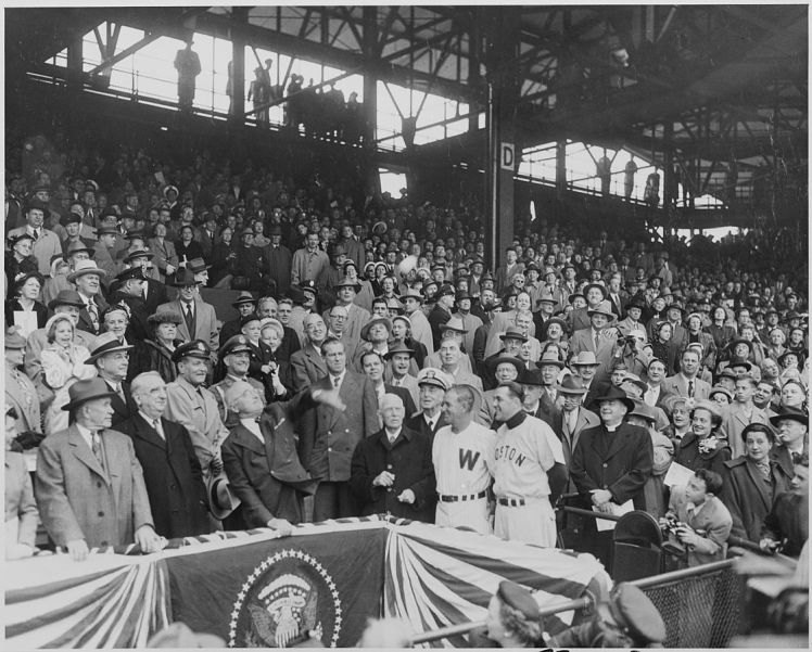Harry Truman throws out the first pitch in 1952