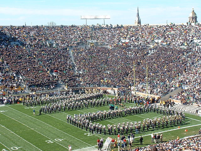 A football game at Notre Dame Stadium