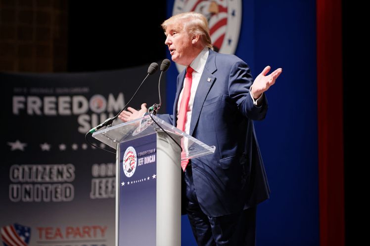Donald Trump speaking in May 2015