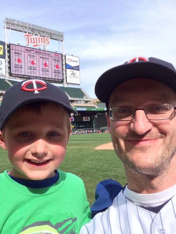 Isaiah and I on the infield at Target Field