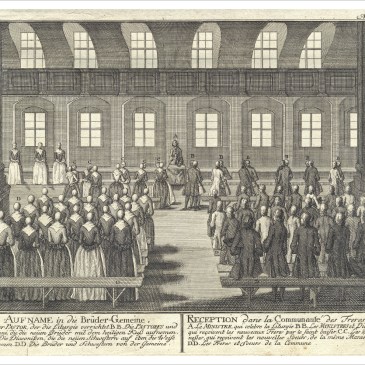 18th c. Moravian illustration of receiving new brothers