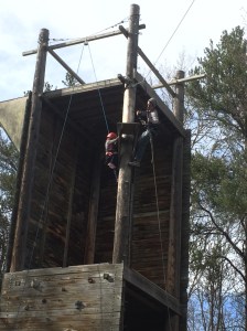 ...up the ladder to the zip-line perch