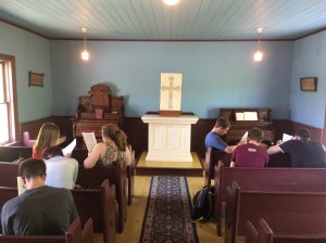 Intro to History students in Scandia Chapel