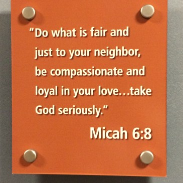 Micah 6:8 displayed in the Bethel Business department