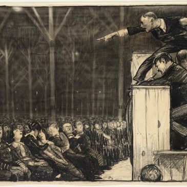 Drawing of Billy Sunday preaching (1915)