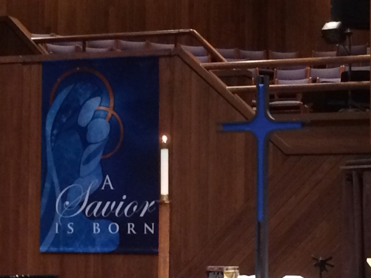 "Blue Christmas" cross at Nazareth Lutheran Church