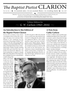 The cover page of the Feb. 2017 issue of The Baptist Pietist Clarion