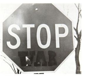 "Stop War" (1968 sign on the Bethel campus)