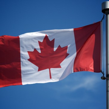 Canadian flag flying