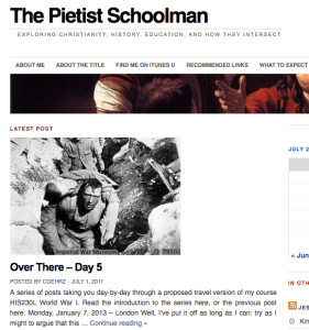 Pietist Schoolman homepage on July 1, 2011
