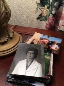 Pictures of Grandma and Grandpa on a side table