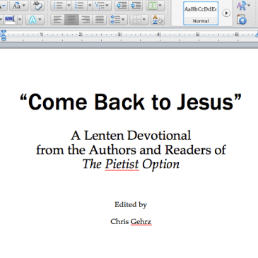 Screen shot of "Come Back to Jesus" title page
