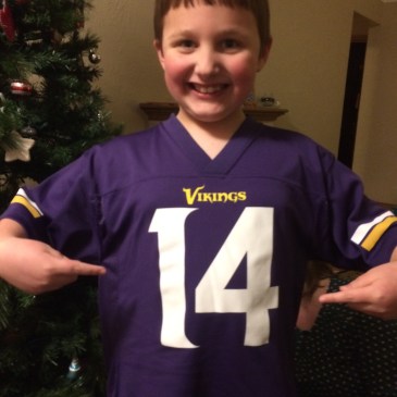 Isaiah in his Stefon Diggs shirt