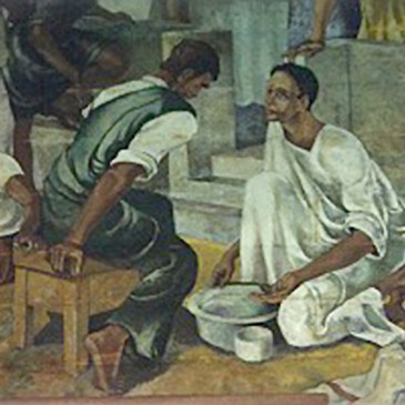Jesus washing his disciples' feet