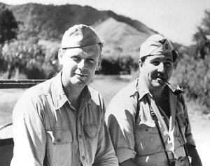 Lindbergh with a fellow pilot in the South Pacific
