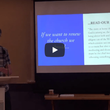 Screen shot of me teaching about The Pietist Option at Central Baptist Church