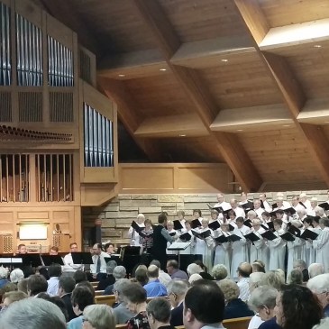 Choir singing in the sanctuary of Incarnation Lutheran Church