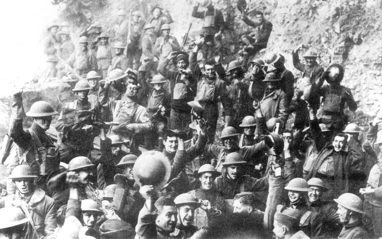 American soldiers celebrating the armistice of 1918