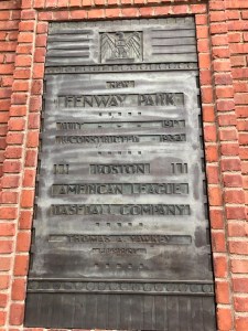 Plaque marking the building of Fenway Park
