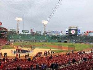 Field view from behind home plate at Fenway Park