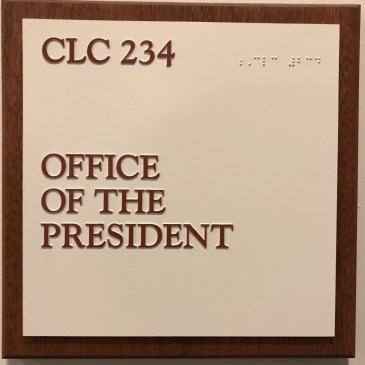 President's office sign at Bethel University