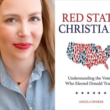 Photo of Angela Denker, with her book's cover