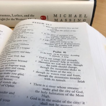 Psalm 46, with books by David Fitch and Michael Massing