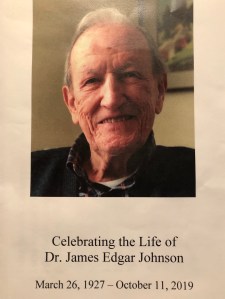 The cover of the program from Jim Johnson's memorial service
